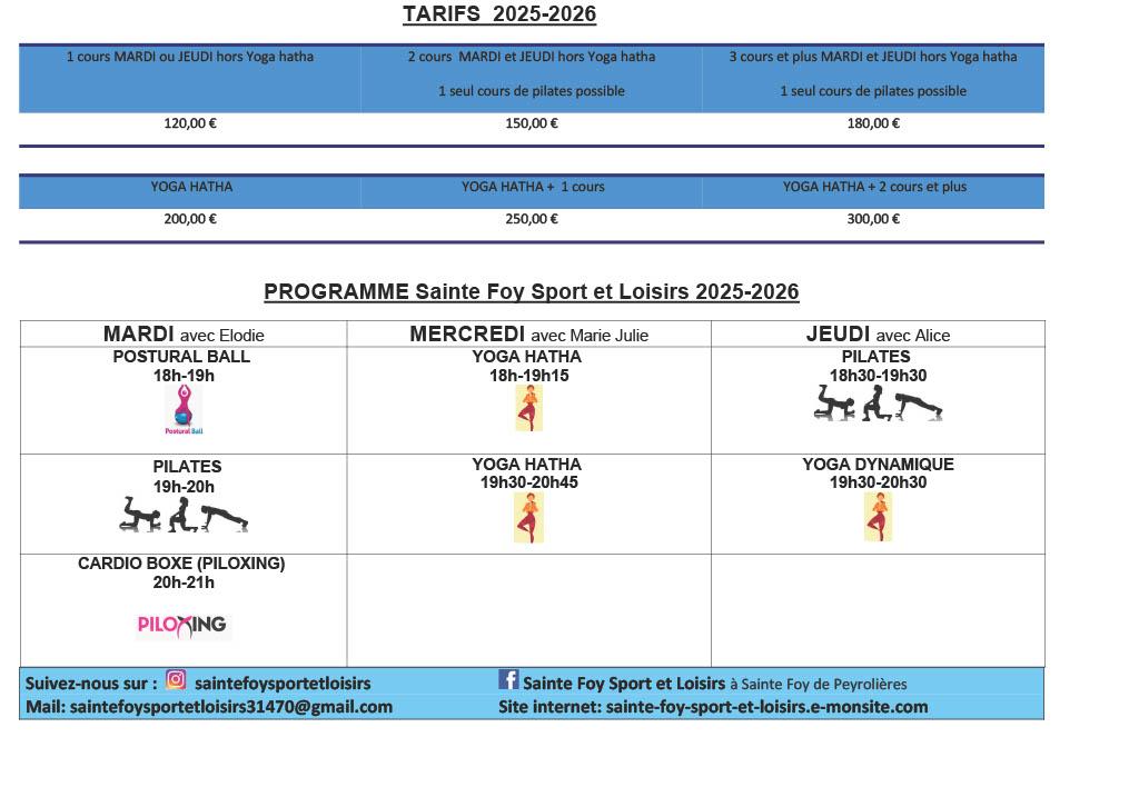 Tarif et prog 2025 2026